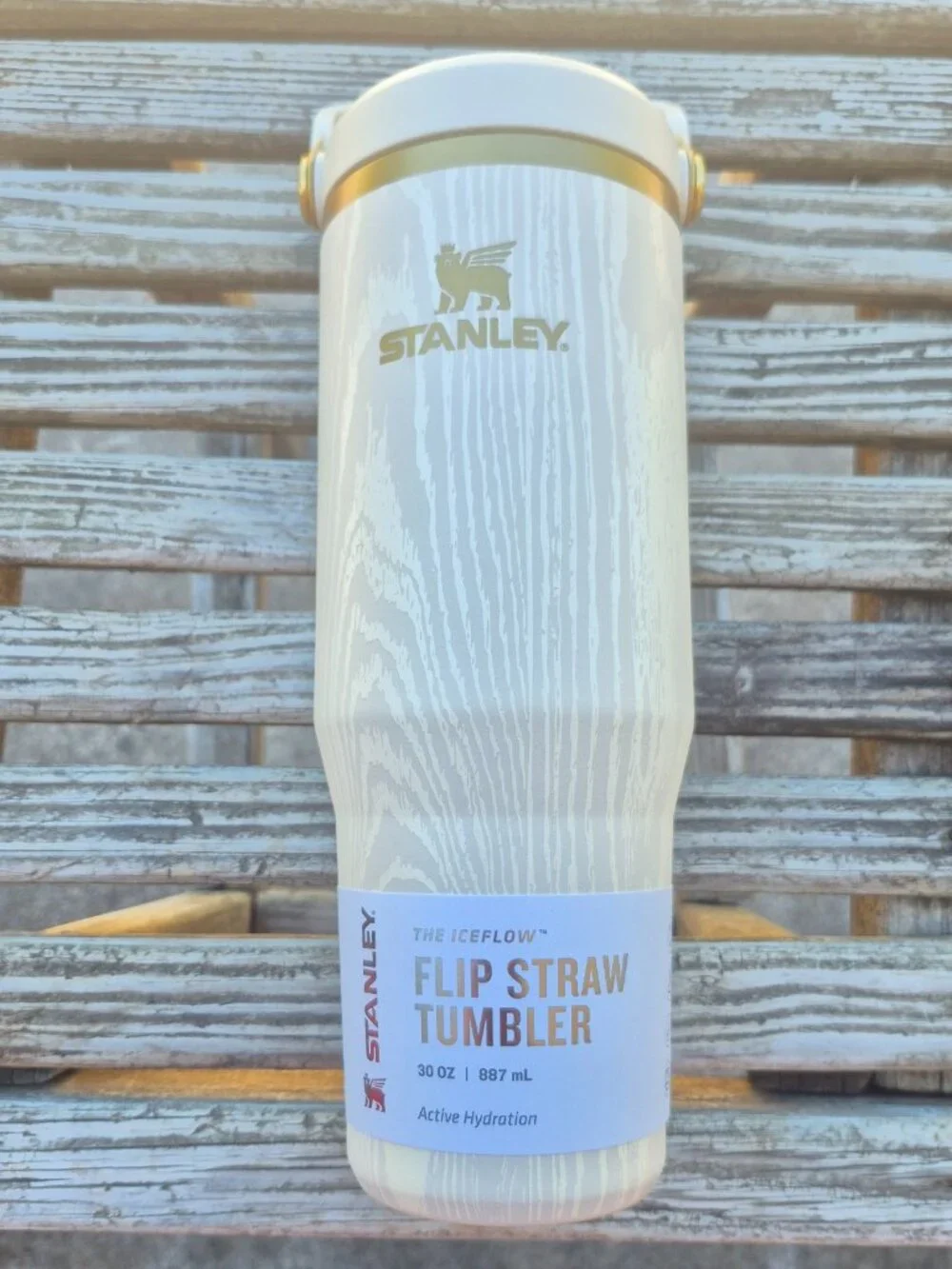 The Stanley IceFlow Flip Straw Active Hydration Tumbler | 30 OZ Birch Woodgrain